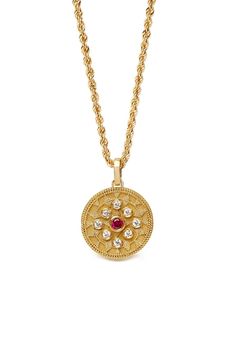 Welcome to PoshGoldJewelry, Our collection of byzantine necklaces are handmade in our goldsmith workshop in Greece. Each stone is set by hand by a certified setter, A unique style of pendant where the colors of the stones can be changed to your ideal combination, please message us for more details. Gemstones: Simulated Ruby and Simulated Diamonds Pendant Size: 0.70 inches / 18mm (diameter) Pendant Thickness: 0.6mm Rope Chain Thickness: 2.10mm Material: - Sterling Silver 925 (Silver) - Sterling S Byzantine Style Hallmarked Necklace, Goldsmith Workshop, Etruscan Jewelry, Medieval Necklace, Byzantine Jewelry, Byzantine Necklace, Historical Jewellery, Custom Pendants, Waist Chain