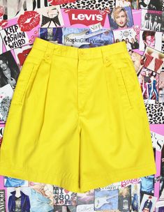 Pre Loved Great Condition No Stains, Rips, Holes or Fade Brand: LizSport Yellow High Waist Denim Shorts Material: 100% Cotton..Denim Like Material Belt Loops Pleated Front Zipper & one Closure 2 Deep Side Pockets/One Back Pocket High Waist: 14"  Athletic/Preppy/Mom Shorts Fabric Weight: Medium Material: Thick Tag Reads Size 8..Actual Size 28" Check the Measurements below Measured Laying Flat Waist: 28" Inseam: 7" Rise: 14" High Hip: 34" Around Low Hip: 40" Around Thighs: 28" Around Leg Opening: 27" Around Shipping from 3-5 Days No Returns or Exchanges Thank you for Visiting Preppy Mom, Shorts Preppy, Preppy Skirt, Preppy Tops, Womens Pleated Skirt, High Waist Denim Shorts, Pink Trousers, Wool Mini Skirt, Aline Skirt