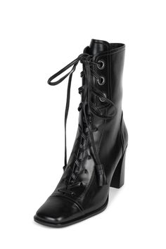 JAYLANI – Jeffrey Campbell Vampire Boots, Mondstadt Characters, Witchy Boots, Square Toed Boots, Laceup Boots, Formal Boots, 70s Boots, Laced Up Boots, Heeled Combat Boots