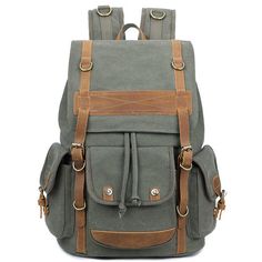 Size:Width:32CM(12.60")+Height:45CM(17.72")+Thickness:17CM(6.69")    Weight:+1.2kg    Color:Gray,Black,Green    Material:Canvas    Style:Leisure/Retro    Fashion+Element:Outdoor/Camping/Travel    Capacity:20-35L    Internal+Structure:Hidden+zipper+pocket/Sandwich+zipper+pocket/Computer+pocket College Backpack Women, Large Backpack Travel, Travel Canvas, Women Backpack Travel, Diy Backpack, Backpack For Teens, College Backpack, Backpack Travel, Backpacking Packing