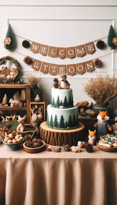 a table topped with lots of cakes and desserts