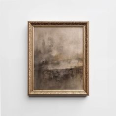 a painting hanging on the wall in an empty room