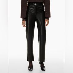 Brand New With Tags Aritzia Wilfred The Melina High-Waisted Vegan Leather Pants Black Size 6 Wilfred Melina Pant, Aritzia Melina Pant, Melina Pants, Melina Pant, Wilfred Pants, Pleather Pants, Vegan Leather Leggings, Aritzia Pants, Black Leather Pants