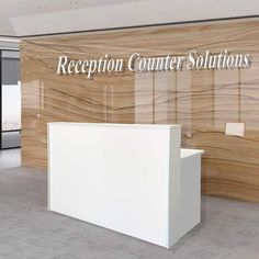 the reception counter is in front of an office sign that says reception counter solutions