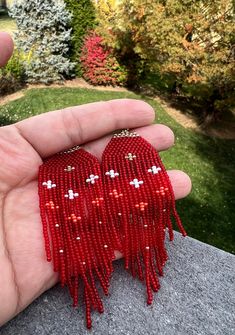 Beaded fringe earrings, made from premium Czech glass beads, light weight, with mesmerizing red color. Carefully crafted. Would make a perfect gift. Red Fringe Earrings, Red Dress Beaded Earrings, Red Tassel Drop Earrings Gift, Red Dangle Tassel Earrings As Gift, Red Dangle Tassel Earrings For Gift, Red Tassel Earrings For Gift, Elegant Red Tassel Earrings With Dangling Beads, Festive Red Beaded Chandelier Earrings, Red Beaded Dangling Earrings As Gift