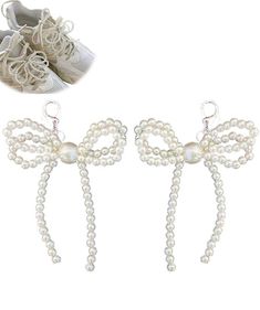 PRICES MAY VARY. 【PEARL SHOELACE CHARMS】With embellishments combination of pearl beaded, this fashion bowknot shoes decoration decor and upgrade your footwear (sneakers, flats, pumps, sandals, boots, etc.) and sccessory, making them fancy and inimitable. Each unique design charm perfect for any standard size shoelaces or small holes and avoid fall off when walking. 【Wide Applications】The fashion cute shoe decoration charms are multifunctional and suitable for any with laces and small holes, roll Shoelace Charms, Casual Pearls, Bowknot Shoes, Shoes Decoration, Cute Shoe, Diy Shoe, Shoe Decoration, Beaded Crafts, Bow Shoes