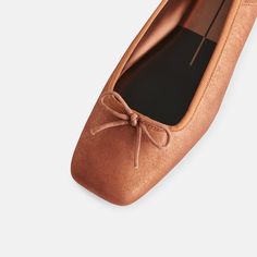 Boys Loafers, Suede Ballet Flats, Designer Flats, Copper Metal, Ballet Flat, Copper Color, Black Flats, Bow Detail, Fashion Flats