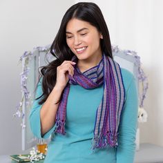 Intricately handwoven and knotted by women artisans in Guatemala, this lightweight scarf packs a kaleidoscope of color into your wardrobe. A festival for the eyes in 100% soft cotton. 100% cotton Handmade in & fairly traded from Guatemala 68" L x 9" W Hand wash only, lay flat to dry Handwoven Multicolor Scarves, Bohemian Woven Cotton Scarves, Bohemian Cotton Handloom Scarves, Bohemian Cotton Scarves One Size, Paw Print Jewelry, Spirit Clothing, Fair Trade Clothing, Fair Trade Jewelry, Ribbon Jewelry