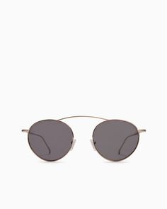 SOLID SMOKE|1 Gold Sunglasses With Metal Frame For Outdoor, Luxury Round Frame Sunglasses With Tinted Lenses, Modern Metal Frame Round Sunglasses, Luxury Round Frame Tinted Sunglasses, Brown Round Frame Metal Sunglasses, Brow Bar, Metal Plaque, Oval Frame, Tulum