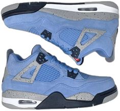 Blue Basketball Shoes With Speckled Midsole For Sports, Blue Custom Sneakers With Speckled Midsole For Sports, Blue High-top Air Jordan 4, Blue Air Jordan 4 Sporty Shoes For Sports, Blue Air Jordan 4 With Branded Insole For Sports, Blue Air Jordan 4 Sports Shoes With Branded Insole, Blue High-top Air Jordan 4 With Boost Midsole, Blue Low-top Air Jordan 4 For Sports, Blue Air Jordan 4 With Boost Midsole