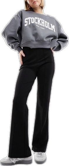 Black Dress Pants With Elastic Waistband, Black Elastane Wide Leg Pants For Fall, Trendy Full Length Bottoms For Workwear, Black High-waisted Dress Pants With Elastic Waistband, Chic Fall Dress Pants With Pull-on Style, Chic Pull-on Dress Pants For Fall, Sleek Black High-waist Wide Leg Pants, Sleek High-waist Dress Pants For Fall, Black Elastane Wide Leg Pants