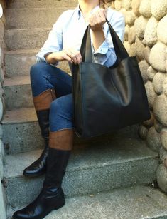 "Black Slouchy TOTE bag with a zipper, Leather purse, tote bags for women, Soft Leather Bag, Cognac Handbag for Women, Women leather bag, Black leather women's handbag made of high-quality grain leather. The stylish, elegant and unique model of the Slouchy TOTE bag makes the bag perfect for every day, as a gift for her or as a Christmas gift. The bag is very roomy. can easily fit books, magazines, IPAD, A4 files, books, cosmetic bag. The bag is fastened with a zipper. The handbag is simple and v Black Handmade Hobo Bag, Handmade Black Hobo Bag, Everyday Black Handmade Hobo Bag, Handmade Black Hobo Bag For Everyday, Handmade Leather Black Hobo Bag, Handmade Black Leather Hobo Bag, Everyday Handmade Black Bags, Handmade Leather Bags For Errands, Slouchy Tote Bag