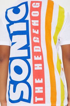 Available In White. Screen Top Short Sleeve Sonic Graphic T-Shirt Front/Back Disclaimer: Due To The Printing Process A Difference In Saturation May Occur. Each Garment Is Unique. 60% Cotton 40% Polyester Imported | Mini Sonic Front/Back Tee Shirt in White size 14/16 by Fashion Nova Multicolor Logo Print Tops For Summer, Multicolor Logo Print Short Sleeve Tops, Multicolor Short Sleeve Tops With Logo Print, Sporty Multicolor Tops With Logo Print, Multicolor Cotton Top With Logo Print, Fun White Top With Logo Print, Fun Cotton Tops With Graphic Design, Multicolor Sporty Top With Graphic Print, Sporty Multicolor Graphic Print Top