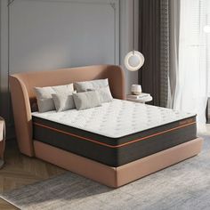 an image of a bedroom setting with mattresses and pillows on the bed side table