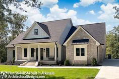 this is an artist's rendering of a house in the country style with brick and shingles