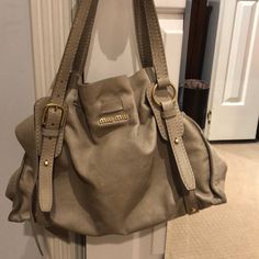 Beautiful Bag With Lots Of Wear Left! Soft Gray Leather With A Few Imperfections That Could Probably Easily Be Fixed With A Clean! Light Gray Color, Brown Bag, Gray Leather, Bag Light, Genuine Leather Bags, Brown Bags, Beautiful Bags, Grey Leather, Light Gray