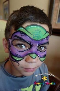 Ninja Turtle Face Paint, Face Paint Easy, Face Paint Party, Superhero Face Painting, Festival Face Paint, Face Painting For Boys, Paint Easy, Kids Hero, Festival Face