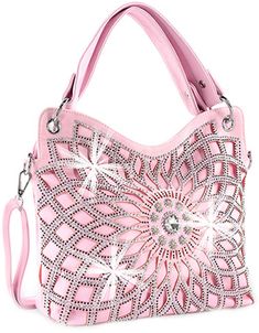 PRICES MAY VARY. Synthetic Leather Imported Glamour looking handbag decorated with little mirror and rhinestone in star bursting shape. Removable handle and extra shoulder strap make transforming this elegant shoulder handbag into a cross body bag is so easy. Please note color may vary from the online image due to photography lighting and monitor color settings. Light Pink Purse, Bling Purses, Kavu Rope Bag, Soft Leather Tote, Waterproof Tote, Rope Bag, Overnight Bags, Pink Purse, Pretty Bags