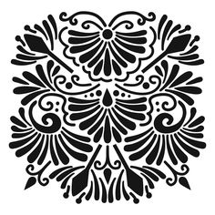 a black and white image of an ornate design