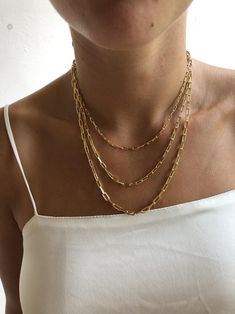 Small Paper Clip Link Necklace Gold Link Choker Link Chain | Etsy Rectangular Link Gold Chain Necklace For Layering, Gold Chain Necklace With Rectangular Links For Layering, Yellow Gold Chain Necklace With Rectangular Links For Layering, Gold Plated Paperclip Chain Necklace For Layering, Everyday Figaro Chain Jewelry In Paperclip Shape, Gold Paperclip Chain Necklace With Delicate Chain, Gold Plated Paperclip Chain Link Necklace, Gold Plated Link Chain Necklace For Layering, Gold Paperclip Link Chain Necklace