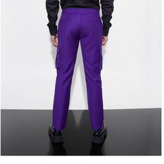 U.S 30 /Eu 46 Purple Straight Leg Cargo Pants With Pockets, Purple Straight Leg Pants With Cargo Pockets, Purple Straight Leg Bottoms With Cargo Pockets, Full Length Purple Cargo Pants With Pockets, Purple Full-length Cargo Pants With Pockets, Purple Full-length Cargo Pants, Purple Straight Leg Pants For Streetwear, Fitted Purple Pants With Pockets, Purple Straight Pants With Pockets