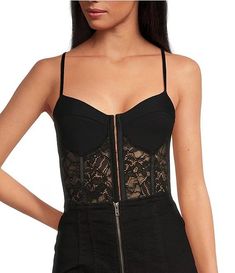 Free People Night Rhythm Lace Corset Bodysuit | Dillard's Fitted Straps Bodysuit Shapewear, Fitted Straps Shapewear Bodysuit, Fitted Shapewear Bodysuit With Straps, Fitted Underwire Bodysuit With Straps, Fitted Shapewear Camisole With Straps, Party Shapewear Corset, Fitted Nylon Corset With Straps, Fitted Nylon Corset For Club Wear, Party Tank Top With Spaghetti Straps And Boned Bodice