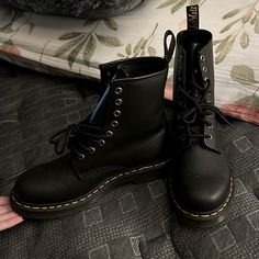 These Are A Pair Of Air, Cushioned Soles, Doc Martens. They Are Lace Up And Have Never Been Worn!! Black Doc Martens, Dr Martens Black, Dr Martens Shoes, Martens Shoes, Shoes Brand, Doc Martens, Shoes Heels Boots, Shoe Brands, Shoes Women Heels