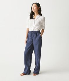 The linen pants you'll want to live in. Jules has a high rise with a relaxed wide leg silhouette and an adjustable tie waist with flirty ruffle details. Made from 100% biodegradable linen that is lightweight and breathable. Linen Pant, Black Xs, Linen Pants, Spring Fashion, Wide Leg, High Rise, Pants, Trousers