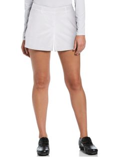 Keep comfortable in warmer weather with these woven women's shorts from PGA TOUR. The go-to golf shorts are crafted from satin, which has high luster and a smooth drape for style on and off the course. Side and back pockets offer convenient storage for small items. Whether on the course or at the clubhouse, you'll look and feel your best. 100% Polyester 4.5" Inseam Satin has high luster and a smooth drape Easy Care Moisture Wicking Sun Protection Machine Wash Imported | PGA TOUR Women's Woven Go Womens Skorts, Cherokee Woman, Polo Women, Golf Wear, Golf Apparel, Apparel Shop, Woman Weaving, Pga Tour, Designer Shorts