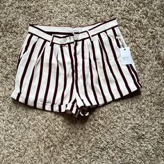 Red White And Blue Striped Shorts. They Have A Satin Look To Them But They’re Poly. Summer Striped High-waisted Jean Shorts, Striped High-waisted Jean Shorts For Summer, Striped High Waist Shorts For Summer, High Waisted Striped Shorts For Summer, High Waist Striped Shorts For Summer, Red Forever 21 Bottoms For Summer, Forever 21 Red Summer Bottoms, Red Forever 21 Summer Bottoms, Forever 21 Shorts For Summer Day Out