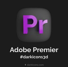 the adobe premiere logo is shown in purple and black, with the words adobe premer dark