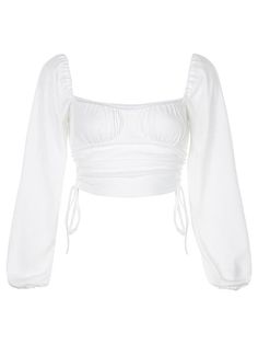 📦FREE Shipping on orders over $80 This crop top is made of lightweight fabric with elastic waist and cuffs, and a lace design. We like it with fashionable styles. Neckline: Square Collar Shirt Length: Short Sleeve Length: Long Sleeve Material: Polyester Fiber Season: Spring And Summer Long Sleeve Tops With Elastic Sleeves For Day Out, Chic Drawstring Crop Top For Spring, Stretch Cotton Cropped Blouse, Chic White Top With Drawstring, Spring Long Sleeve Crop Top With Elastic Sleeves, Chic Long Sleeve Tops With Drawstring, Casual Tops With Elastic Sleeves For Brunch, Spring Cropped Top With Drawstring, Fitted Crop Top For Brunch In Fall