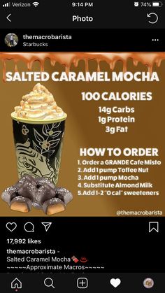 an advertisement for caramel mocha on the app store's iphone phone screen