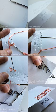 the instructions for how to make an origami card with scissors and string on it