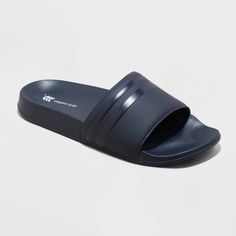 Why we're ALL IN: Medium-width sport slide sandals with an open toe and heel design are designed to keep you comfy during outdoor activities. Made with a cushioned footbed and treaded outsole, the slip-on style of the sandals allows for easy on and off. The D-toe design and a solid hue complete the look. All in Motion™: Made for every move, priced for every day. Sporty Blue Slides For Vacation, Summer Sports Slide Sandals, Blue Slip-resistant Sandals For Summer, Blue Sports Sandals With Slip-resistant Sole, Blue Slip-resistant Sports Sandals, Blue Sporty Slip-resistant Sandals, Blue Sporty Sandals With Slip-resistant Sole, Sporty Blue Slip-resistant Sandals, Blue Slip-resistant Sandals For Sports