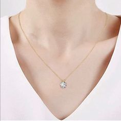 Bought Of Amazon. Beautiful And Delicate Necklace. Makes A Great Gift. Never Worn. Gold Crystal Necklace With Round Cut, Gold Crystal Round Cut Necklace, Delicate Necklace, 10k Gold, Womens Jewelry Necklace, Great Gifts, Jewelry Necklaces, Necklaces, Women Jewelry