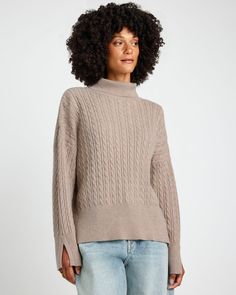 The Oakley Turtleneck Sweater is a modern twist on a chunky cable knit. It features a mini cable pattern and slits on the sleeve cuffs, while a ribbed hem flares out from the waist creating a flowy fit. It thrives best when floating over your favorite high-waisted bottoms. Wool blend Turtleneck Mini cable pattern Slits on wrist cuffs Flowy fit Cable Pattern, Chunky Cable Knit, Wrist Cuffs, Turtleneck Sweater, Cable Knit, Wool Blend, Sweaters & Cardigans, Floating, Cable