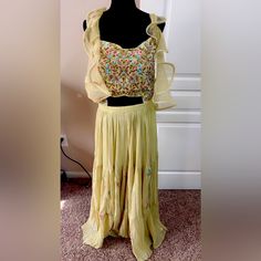 Lime Green Jumpsuit. Chic Festive Fitted Sets, Chic Fitted Festive Set, Spring Evening Sleeveless Sets, Sleeveless Evening Sets For Spring, Summer Party Silk Sets, Silk Party Sets For Summer, Elegant Yellow Summer Sets, Yellow Silk Set For Summer, Sleeveless Summer Evening Sets