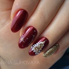 Christmas Nail Art Ideas, Red Nail Art, Stiletto Nail Art, Nail Colors Winter, Holiday Nail Art