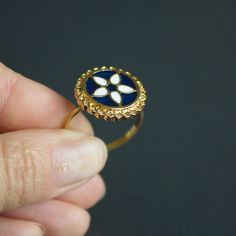 ArmourAndCastings - Carolingian ring with enamel dr14 Gold Enamel Flower Ring For Anniversary, Heirloom Enamel Ring For Anniversary, Vintage Black Enamel Round Ring, Gold Enamel Hand Painted Rings, Yellow Gold Enamel Ring With Black Enamel As Gift, Gold Enamel Ring For Anniversary, Yellow Gold Ring With Black Enamel For Gift, Gold Enamel Anniversary Ring, Hand Painted Gold Enamel Rings