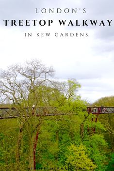 the london's treetop walk way in kew gardens, with text overlay