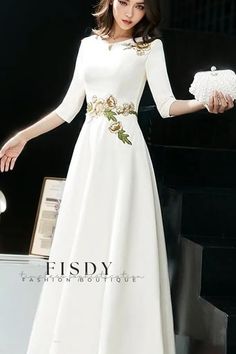 Fisdy - Sophisticated Long Sleeve Evening Gown - Perfect for Hostesses and Banquet Attire Banquet Attire, Long Sleeve Evening Gowns, Dress Sleeve Length, Evening Dresses With Sleeves, Elegant Pattern, Asymmetrical Neckline, Style Elegant, Evening Gown, Evening Dress