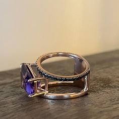 Amethyst & Black Diamond PERA Ring – SELIN KENT Rose Gold Backdrop, Selin Kent, Gold Backdrop, Black Diamonds, Shades Of Purple, A Rose, Gold Gold, Black Diamond, Different Colors