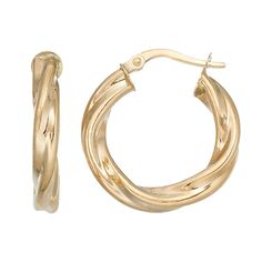 Convey your classic sense of style with these 14k gold twist hoop earrings.EARRING DETAILS Diameter: .83 in. Backings: click-it Metal: 14k gold Size: One Size. Gender: female. Age Group: adult. Twist Hoop Earrings, Gold Diy, Gold Rings Jewelry, Jewelry Earrings Hoops, Gender Female, Beautiful Jewelry, Women's Earrings, Gold Rings, Age Group