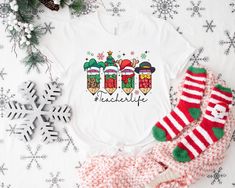 Christmas Pencils Shirt, Christmas Teacher Shirt, Teacher Life Shirt, Teacher Christmas Gift,  Gift for Teacher, School Christmas Shirt ------------------------ Please follow these steps when placing your order:  - *Select Clothing Size:* We recommend checking our detailed measurements to find the perfect fit. Need help measuring? We provide instructions for accurate at-home measurements on each product listing. - *Choose your style:* Browse our wide range of colors and designs to find the perfe Christmas Teacher Shirts, Teacher Christmas Shirts, Teacher Christmas Gift, Teacher School, Teacher Christmas Gifts, Find Color, Teacher Christmas, Product Listing, Gift For Teacher