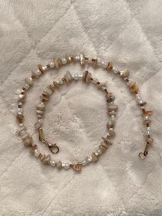 "mother of pearl shells with bronze and cream beads. 17\" on double strand." Shell Beaded Necklace, Shell Beads Necklace, Harbor Springs, Wedding Necklaces, Wedding Jewellery Necklace, Pearl Shell, Shell Beads, Kauai, Wedding Necklace