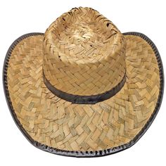 Straw cowgirl/cowboy hat. Hat is made from a woven and shaped straw and features dark brown hatband and trim along brim. Circumference of the head opening measures roughly 22-1/4". Hat stands almost 6" tall. Measures approximately 11-1/4" wide and 15-3/8" front to back.  Costume sold separately, please see our other details.  Item:            EM-9933H Size:            One Size Color:           Brown Fabric:         Straw Eligible for return/exchange:  Yes Don't see quite the item or size you are Western Style Brown Panama Hat, Western Brown Panama Hat, Brown Flat Brim Costume Hat For Rodeo, Western Brimmed Costume Hats For Rodeo, Short Brim Straw Hat For Western-themed Events, Western Style Hat For Rodeo, Western Brown Straw Hat For Ranch, Brown Western Straw Hat For Ranch, Brown Southern Style Hat For Rodeo