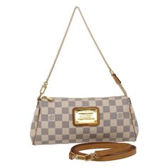 Louis Vuitton Eva Damier Azur Chain Clutch 2 Way Purse Crossbody Pouchette Euc My First Personal Bag Authentic Louis Vuitton Damier Eva Azur Clutch Shoulder Crossbody Pouchette Pre Owned In Very Good Condition Date Code: Sd2190 Handle/Leather: Small Scratches/Stains/Darken/Patina Exterior/Canvas: Small Rubs/Scratches Interior: Small Scratches/Scuffs/Stains Hardware: Tiny Scratches/Tarnish/Discoloration Smell: No Odors (Varies By Individuals) Bag Is Overall In Very Good Shape And Condition. Pleas Lv Crossbody Bag, Louis Vuitton Eva, Purse Crossbody, 2 Way, Authentic Louis Vuitton, Louis Vuitton Damier, Purses Crossbody, Louis Vuitton Bag, Crossbody Bag