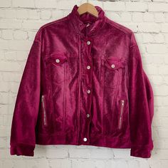 Free People Trucker Pink Velvet Jacket Size Xs/S -Velvet Jacket -Hot Pink Color -Multiple Pockets -Lined -Perfect Condition -Offers Welcome Pink Velvet Jacket, Free People Jacket, Velvet Jacket, Pink Velvet, Pink Color, Hot Pink, Free People, Jackets & Coats, Jackets For Women