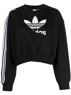 black/white cotton blend geometric panelled design signature 3-Stripes logo logo print to the front crew neck long sleeves cropped ribbed cuffs and hem Hoodie Png, Adidas Hoodie, Airport Fashion, Cropped Sweatshirt, Crop Sweatshirt, Adidas Logo, Cropped Hoodie, Active Wear For Women, Logo Print